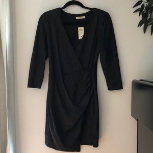 Arden B black cotton textured snakeskin midi dress. Medium NWT